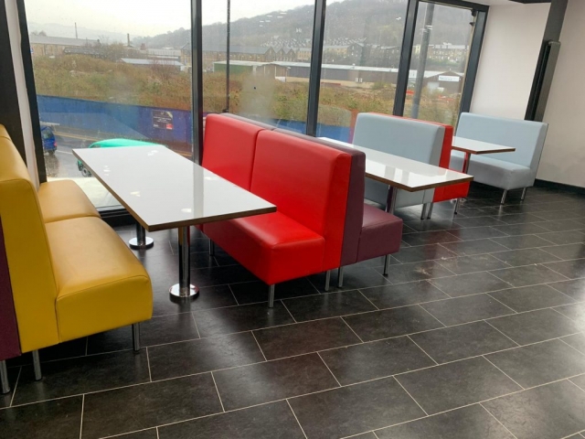 Colourful Fast Food seating and table Colourful Fast Food seating and table