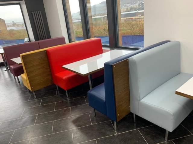 Colourful Fast Food seating and table Colourful Fast Food seating and table